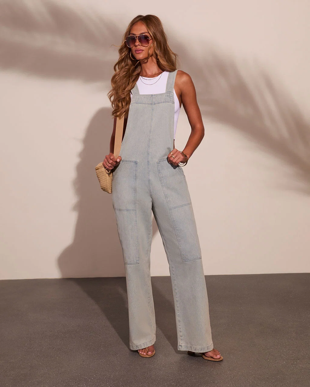 Cloudette Wide Leg Denim Overalls