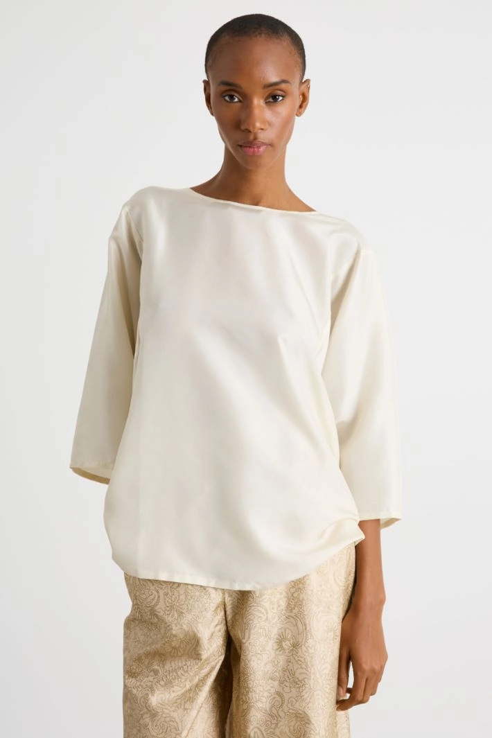 Three-quarter-sleeve blouse - WHITE