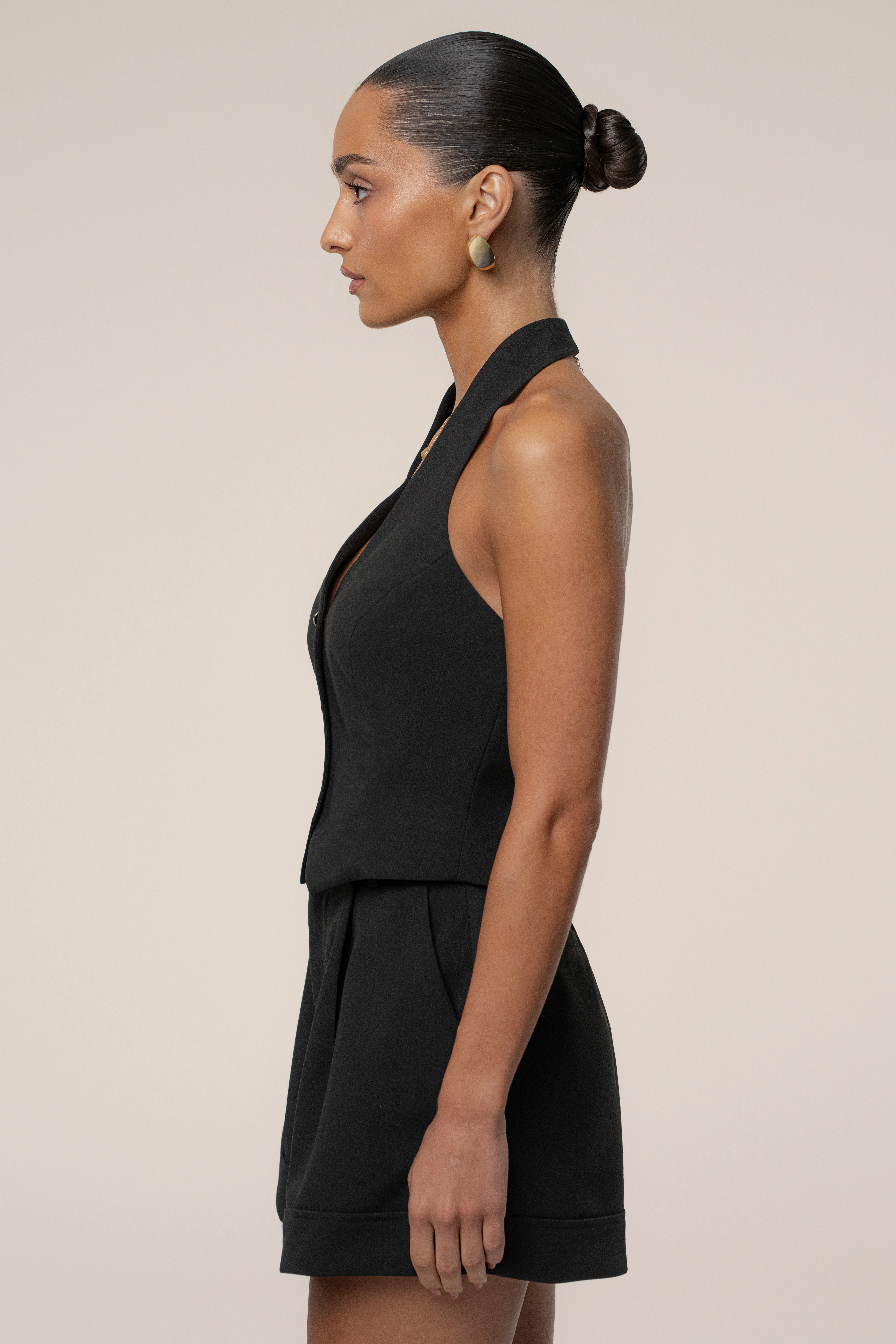 Black Luxe Halter Vest