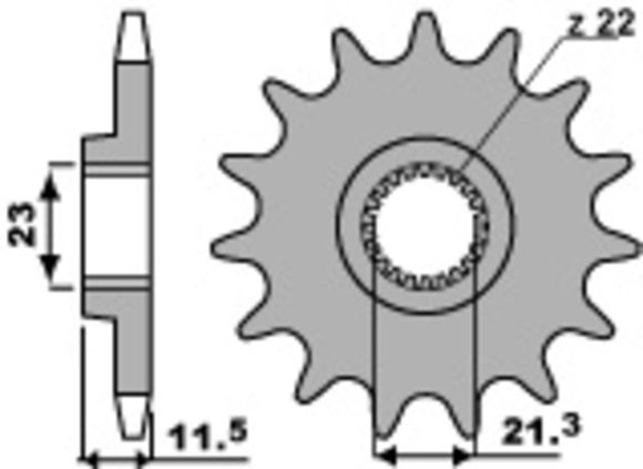 Gearbox output pinion PBR standard steel 2051 - 520 14 teethRef: Pbr01569A / 1077529002