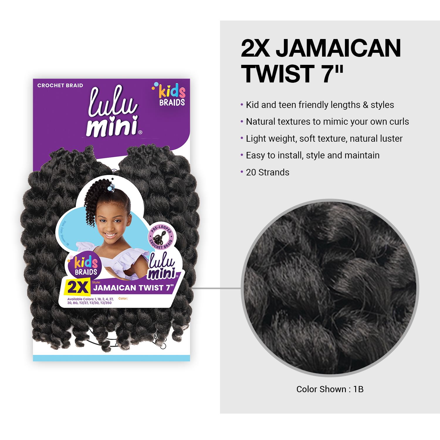 Sensationnel Crochet Braids Lulu Mini Kids Pre-Looped 2X Jamaican Twist 7