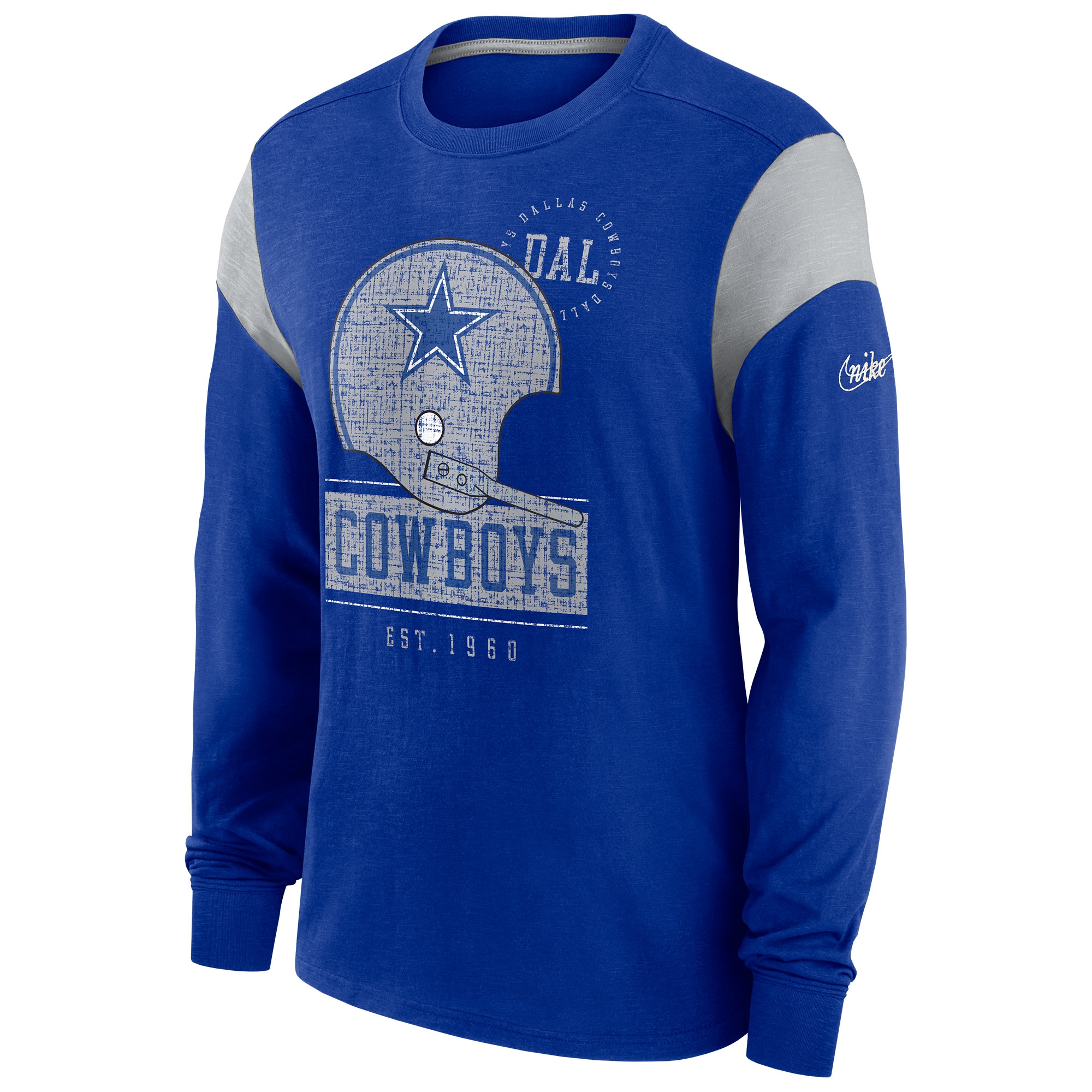 Dallas Cowboys NFL Historic Nike Slub Long Sleeve Shirt Blue