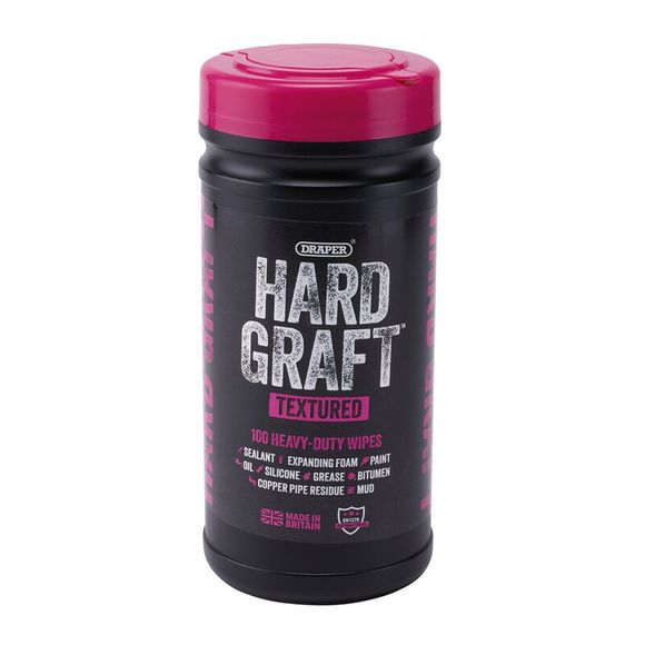 Draper textured wipes Hard Graft pot 100 UniversalRef: DP00185A / 1129456