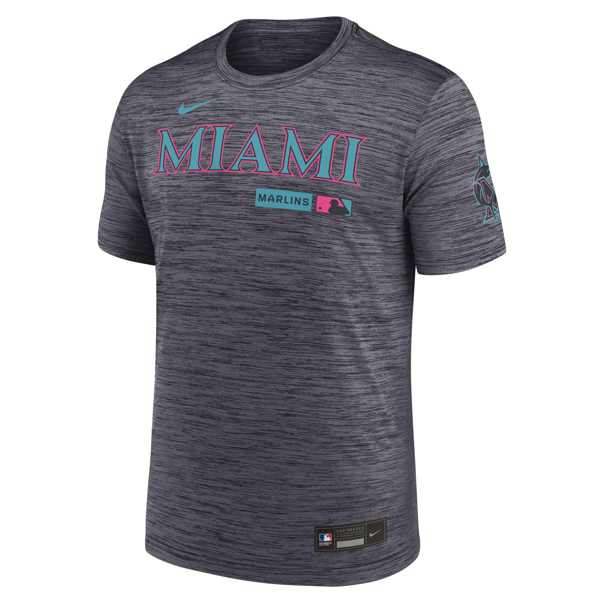Miami Marlins City Connect 2026 MLB Authentic Velocity T-Shirt Gray