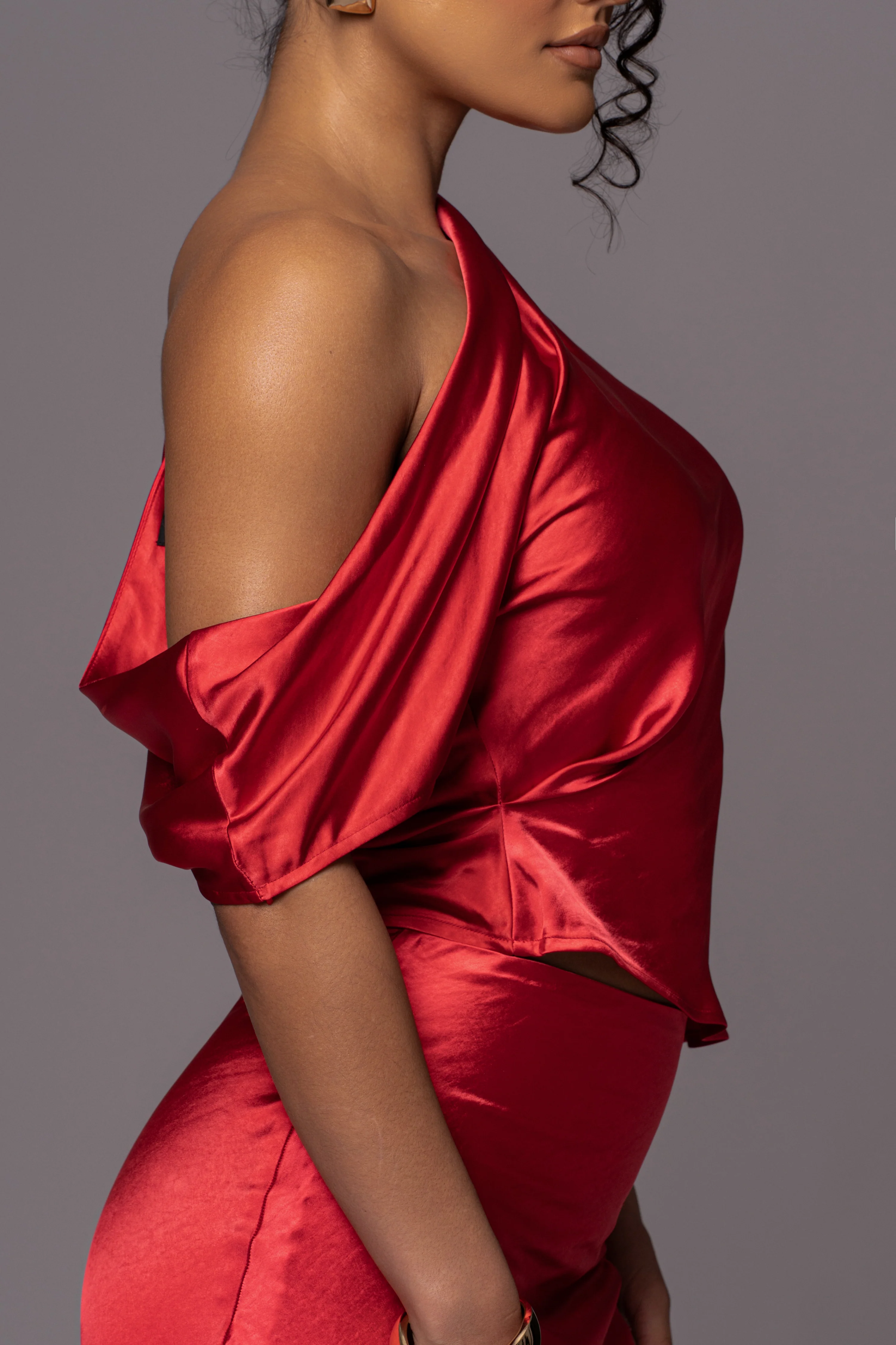 Red Rosi Asymmetrical Top