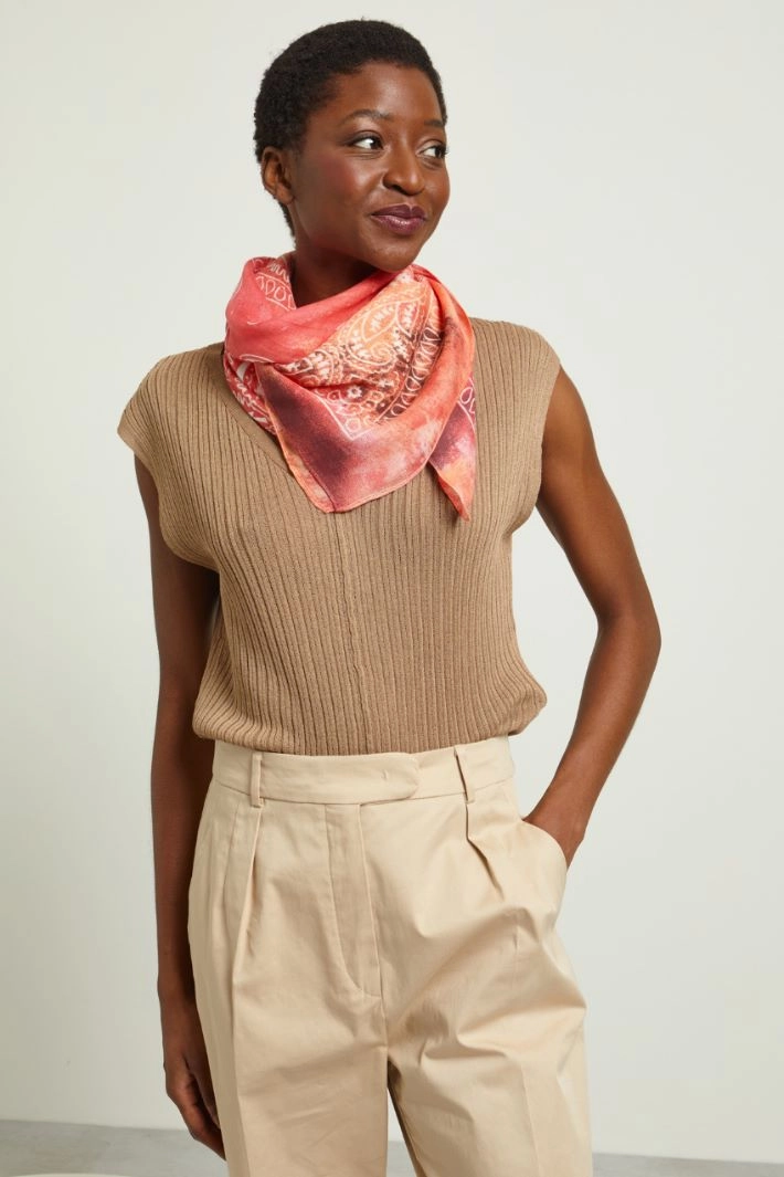 Viscose foulard - ORANGE CORAL RED PURPLE
