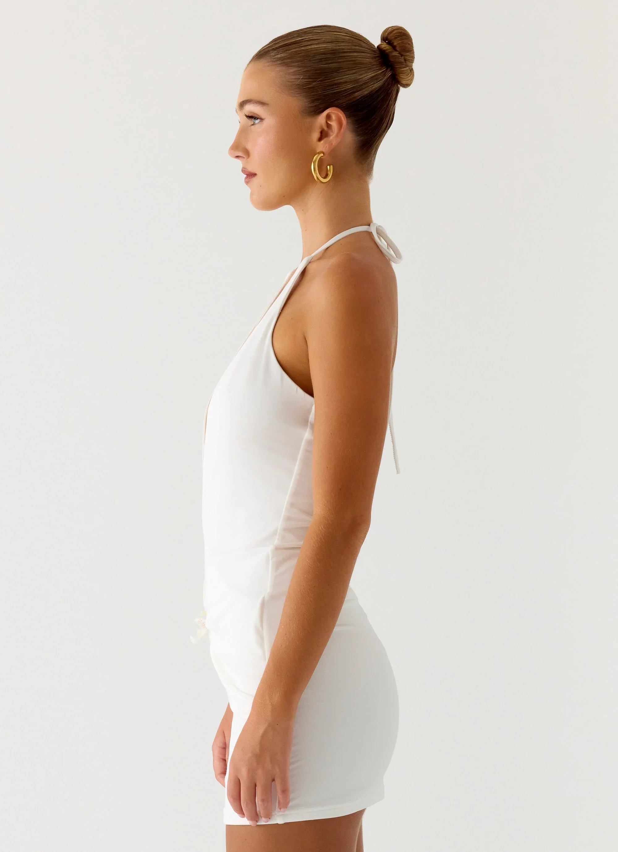Undo Halter Mini Dress - White