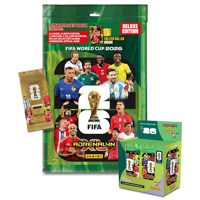 FIFA World Cup 2026™ Adrenalyn XL™ Official Trading Card Game - Box of 50 Packets plus Premium gold packet and Deluxe Starterpack