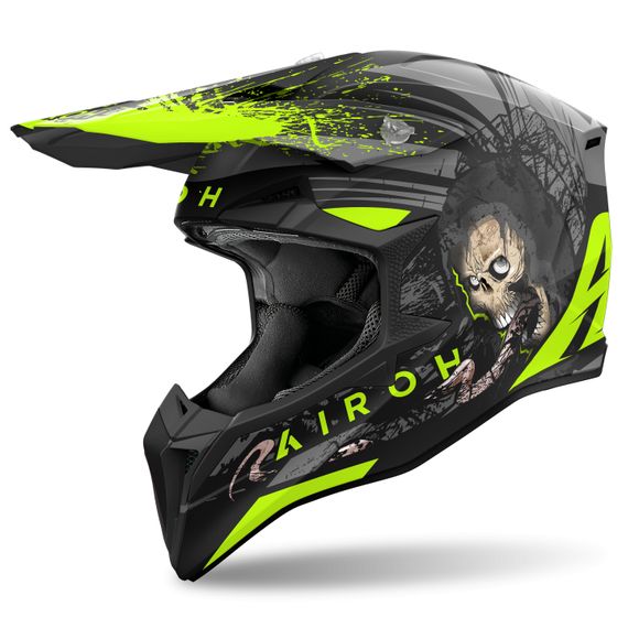 Casque cross Airoh WRAAAP - DARKNESS 2024 - Noir / JauneRef : AR1384