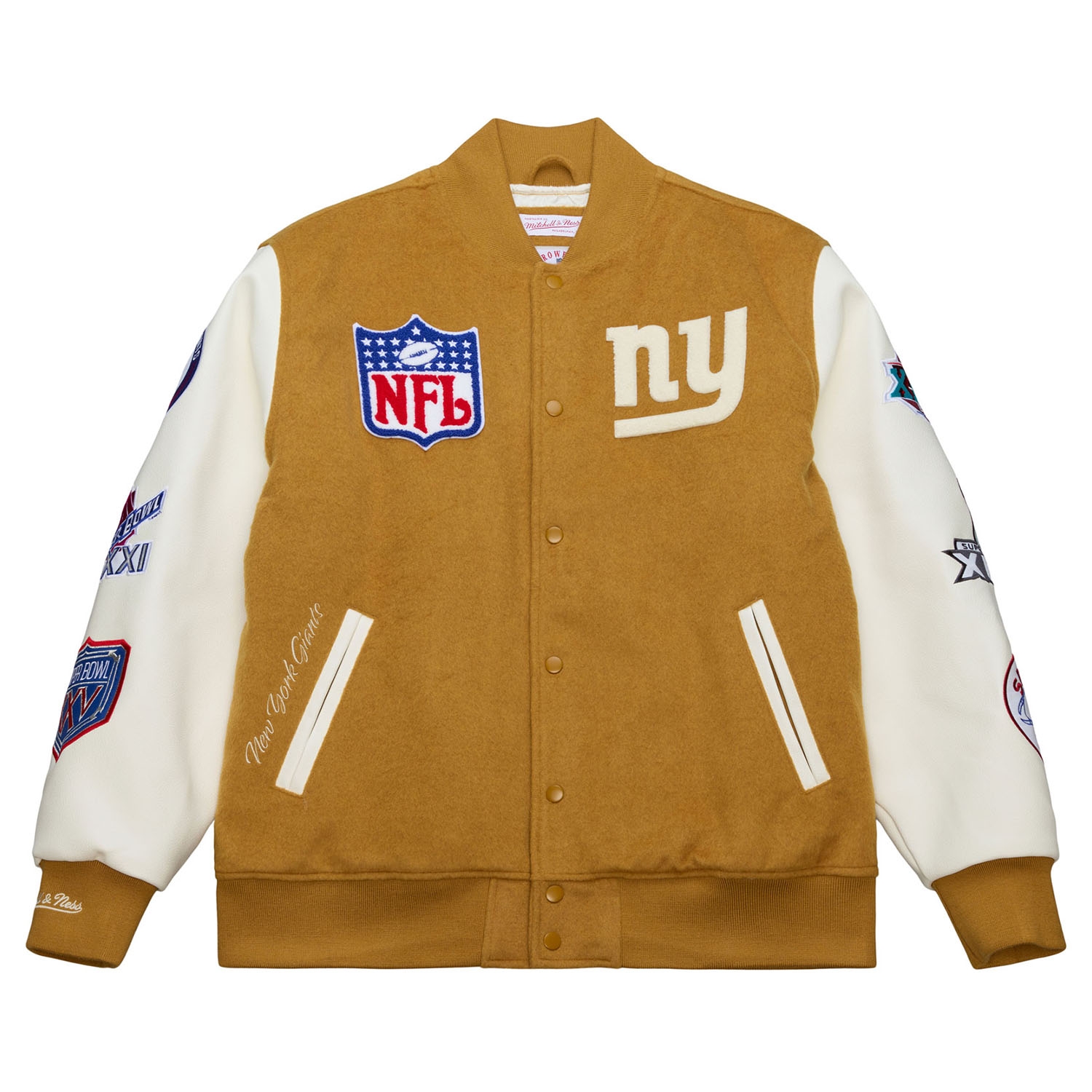New York Giants Dusted Varsity NFL Jacket Brown/Cream