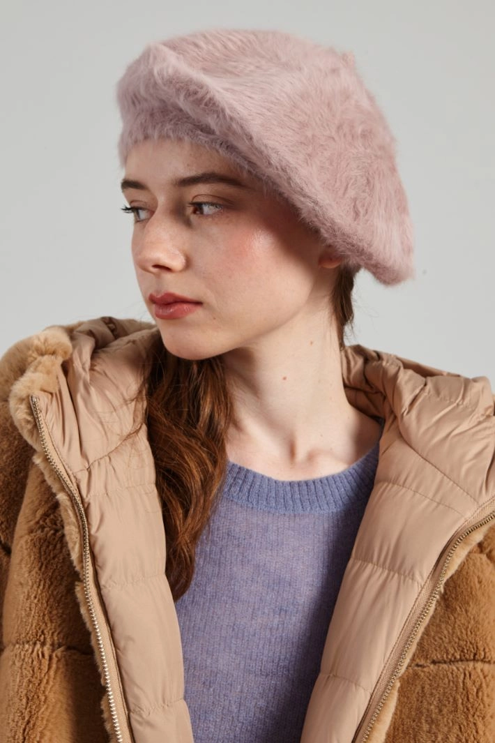Angora beret - POWDER PINK