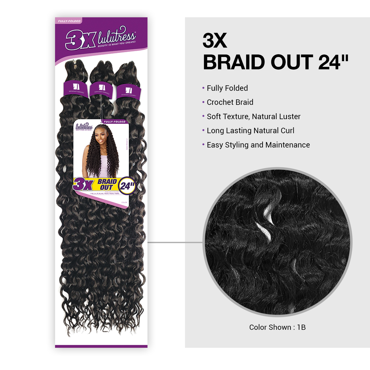 Sensationnel Crochet Braids Lulutress Fully Folded 3X Braid Out 24