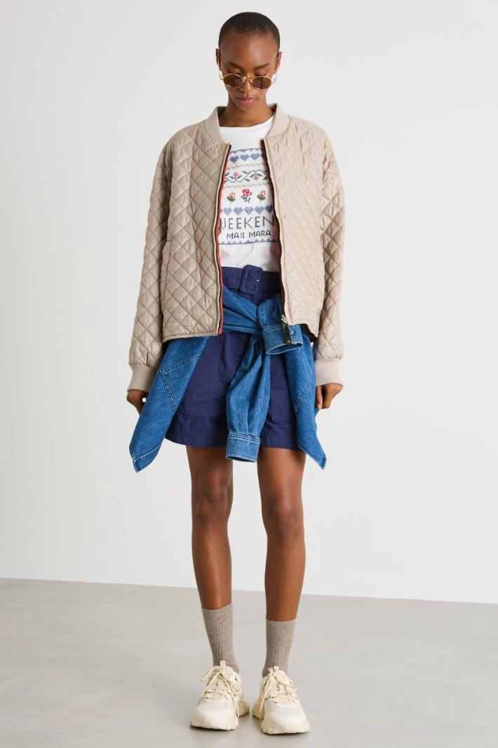 Reversible padded bomber jacket - BEIGE