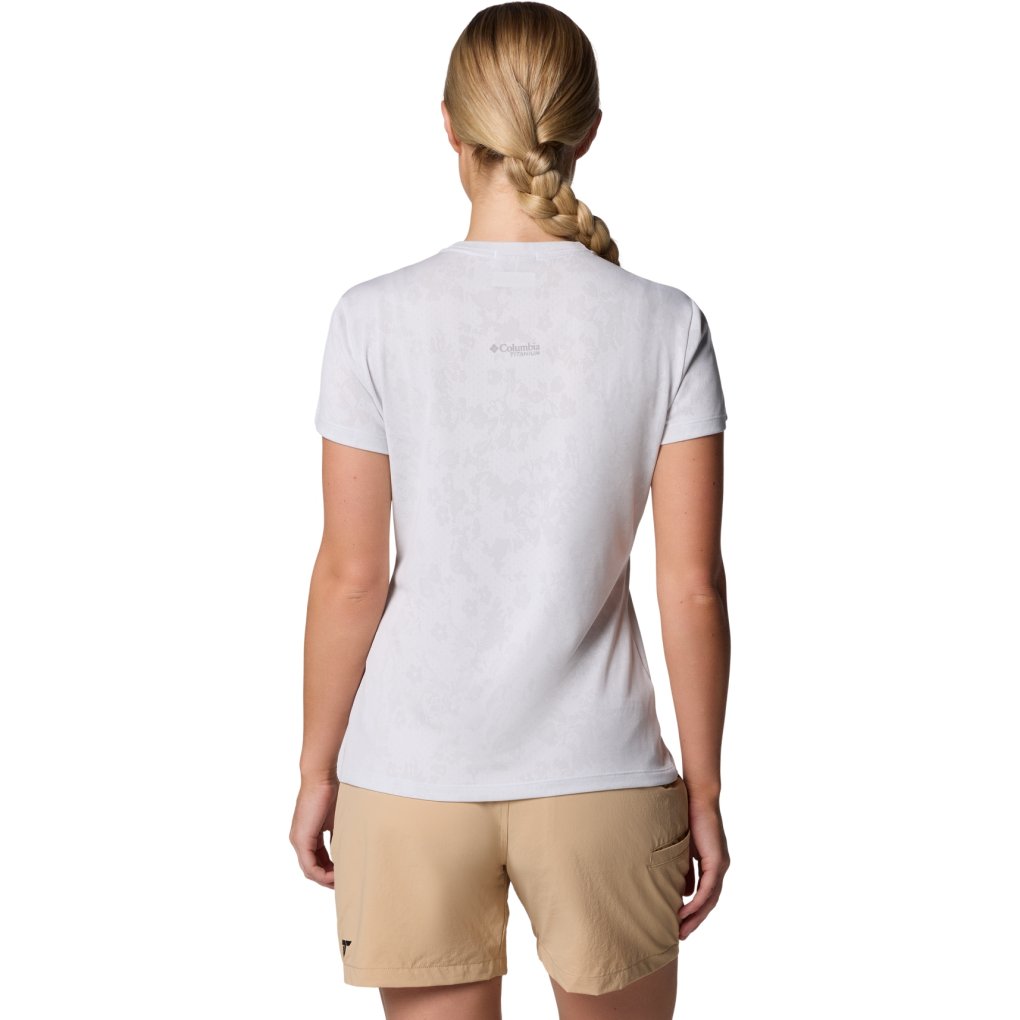 Columbia Bluebird Canyon Crew T-Shirt Women - White Popflorid Jacquard