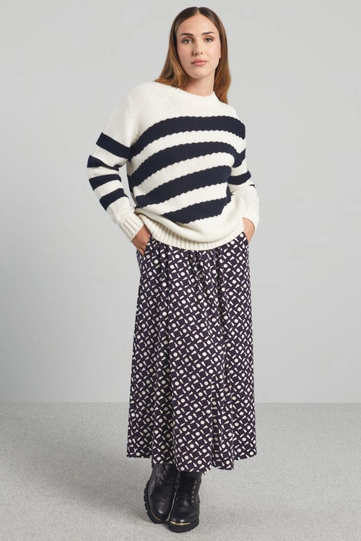 Sweater with matching collar - WHITE NIGHT BLUE