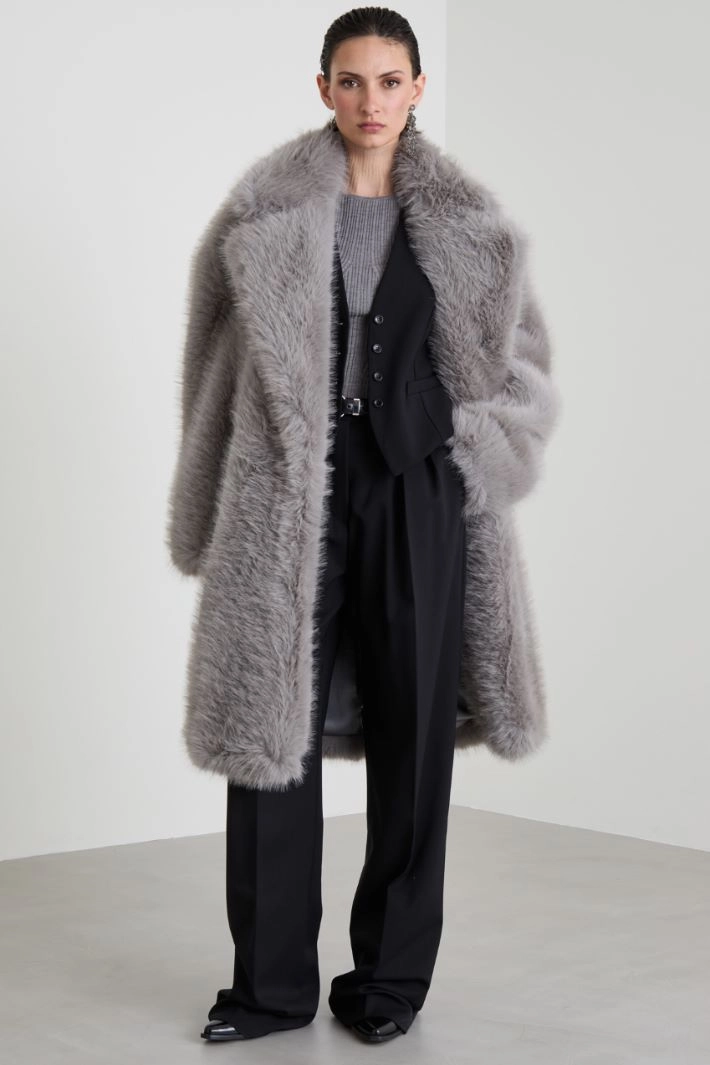 Coat in soft and warm fabric - GREY