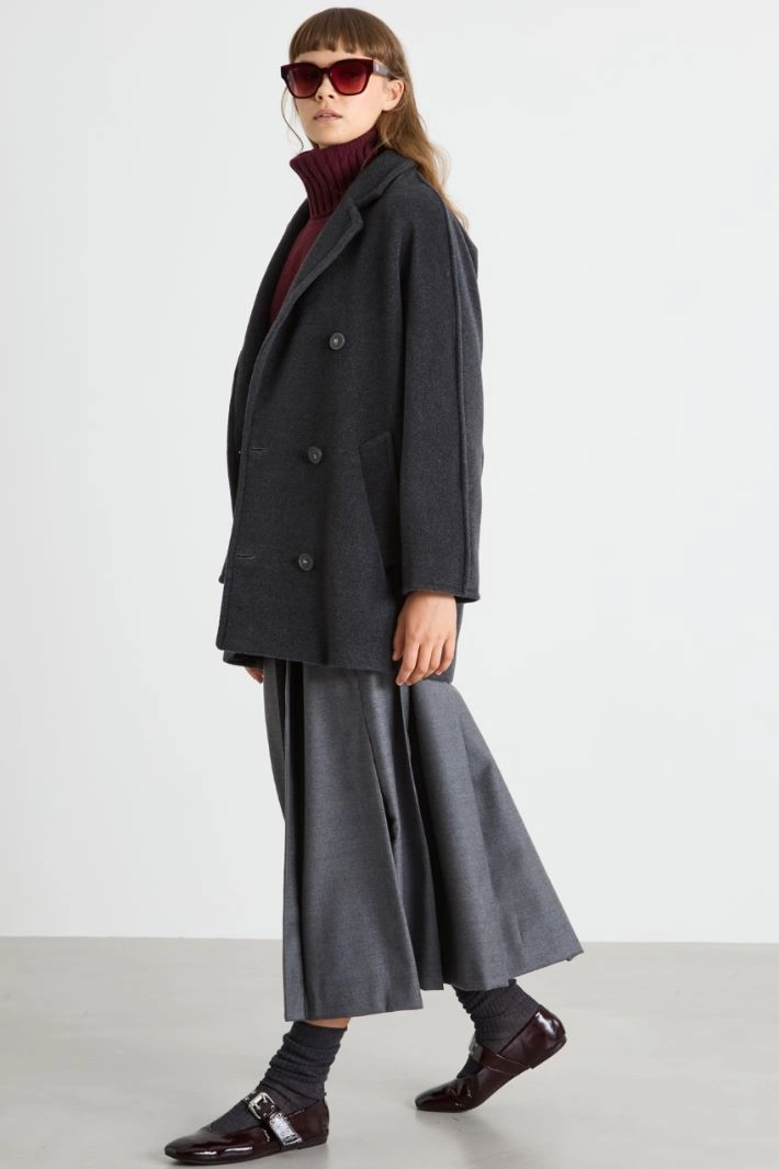 Double-breasted pea coat - DARK GREY