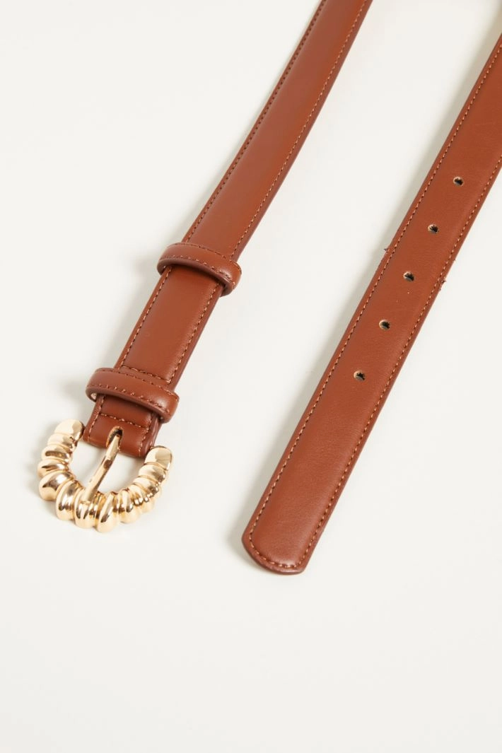 Belt with torchon buckle - LEATHER