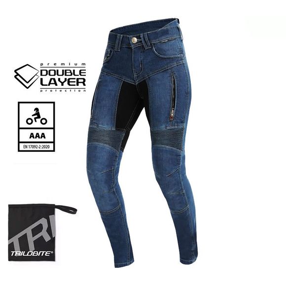 Jean Moto Trilobite Parado Doublelayer Ladies - Skinny - BlueRef: TRI0118