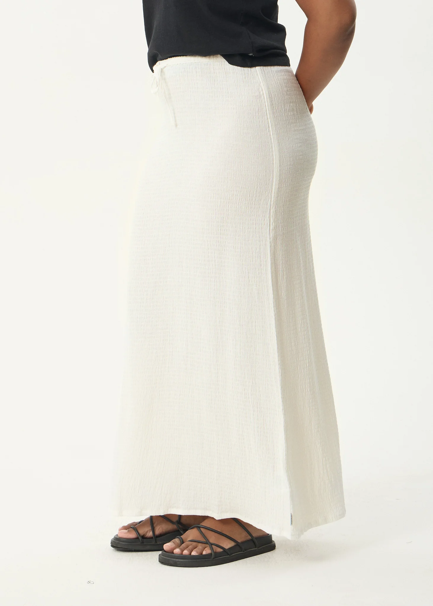AFENDS Womens Frida - Seersucker Maxi Skirt - Off White