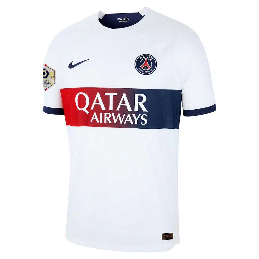 Paris Saint-Germain Authentic Match Vaporknit Away Jersey w/ Ligue 1 Patch 23/24 (White/Midnight Navy)