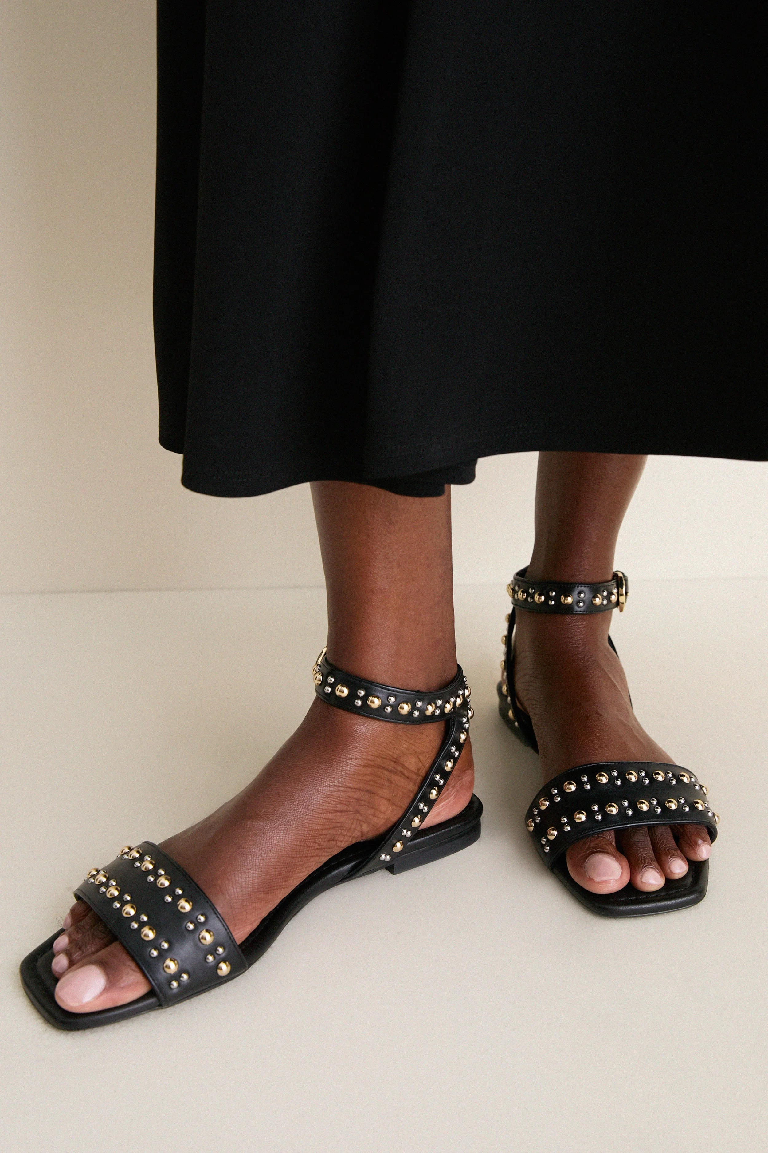 Black Leather Perry Sandals