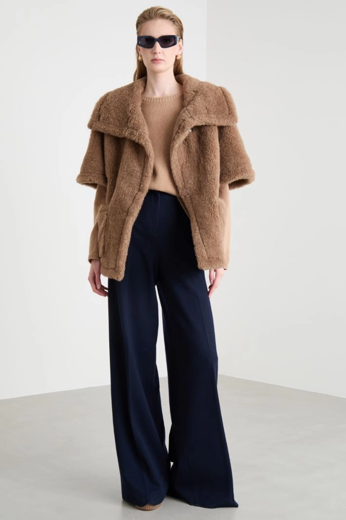 Belted wool and alpaca cape - CAMEL