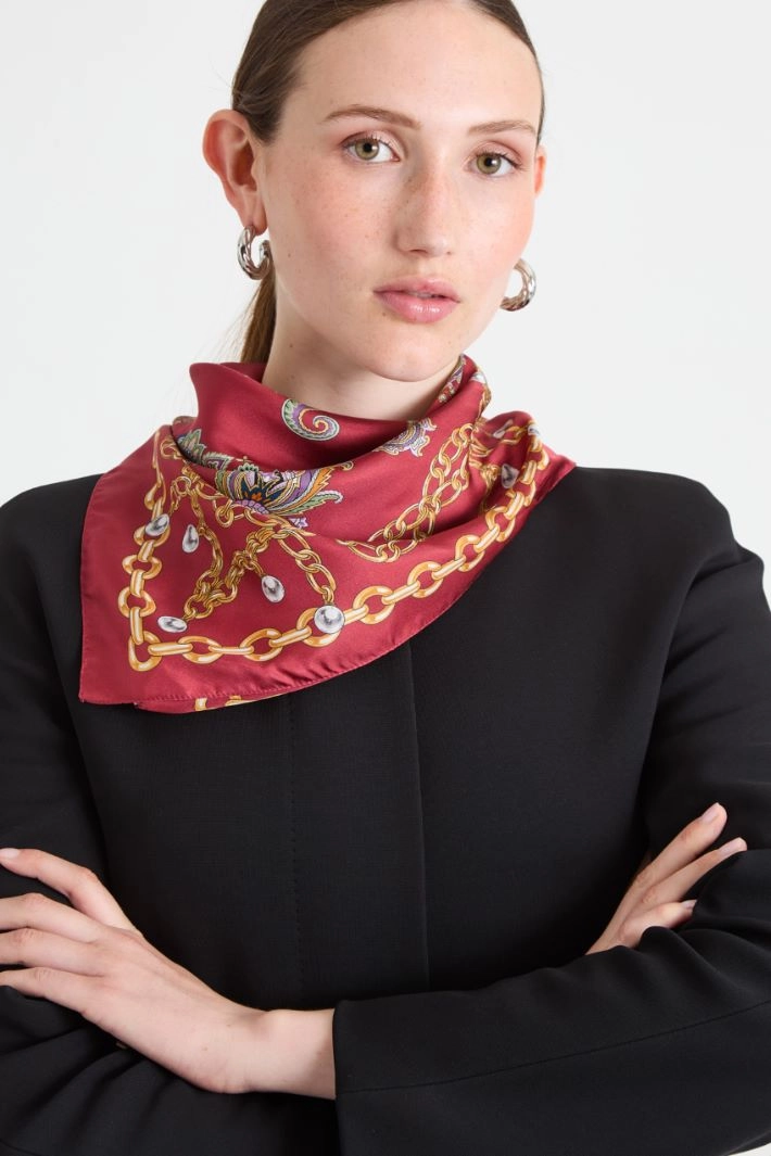 Silk twill scarf - BORDEAUX