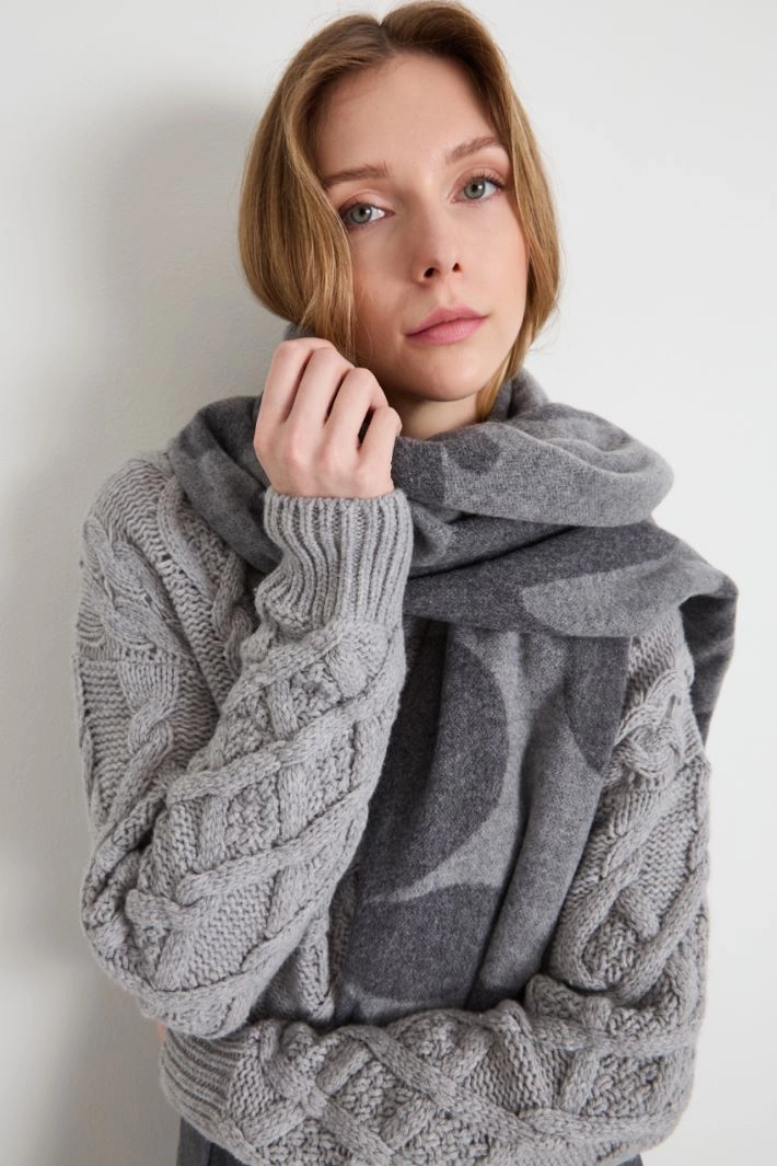 Jacquard wool scarf - GREY
