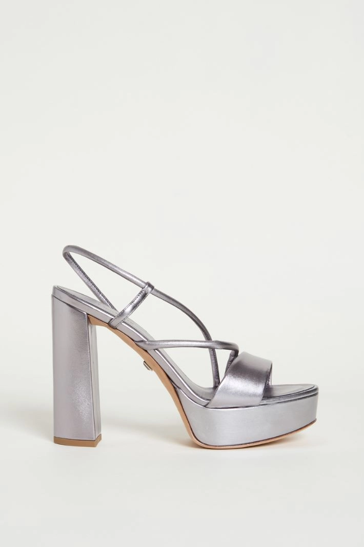 Laminated leather platform sandals - SILVER