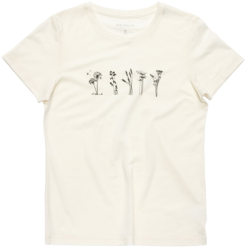 Devold Classic Flowers Tee Women - 001A White