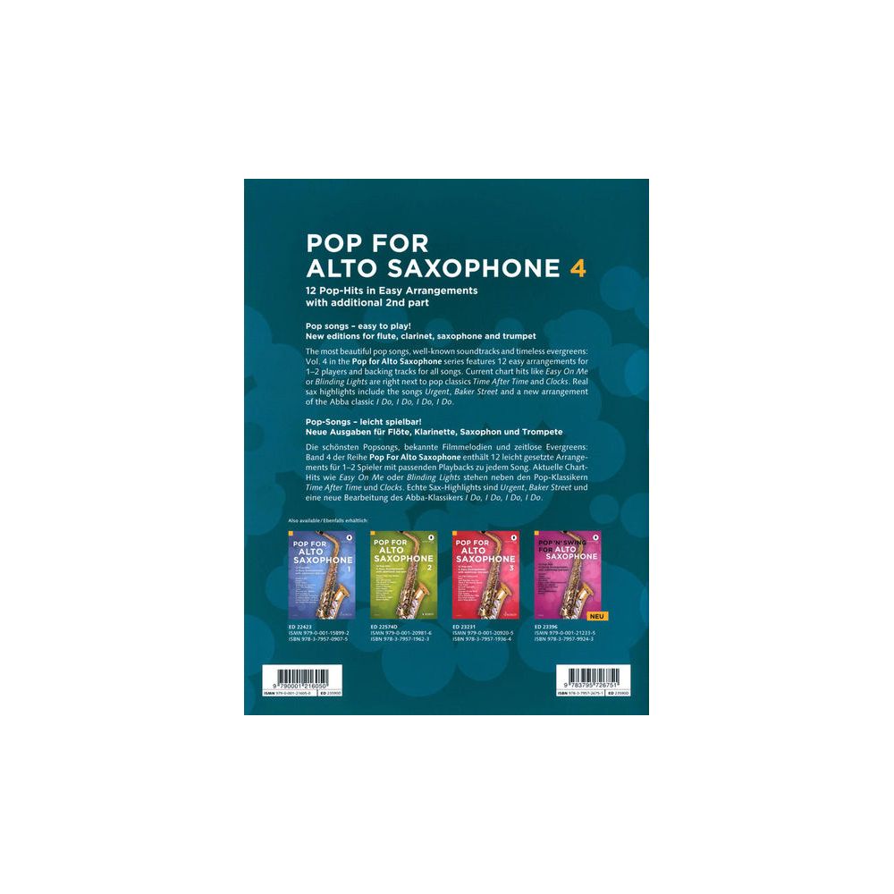 Schott Pop For Alto Saxophone 4 – Thomann Ireland