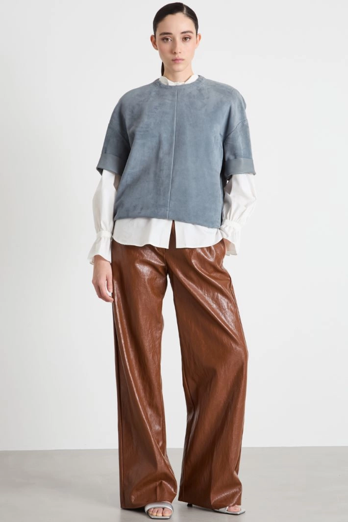 Suede nappa blouse - LIGHT BLUE