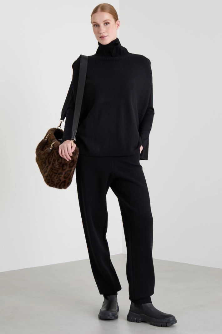 Knit fabric joggers - BLACK