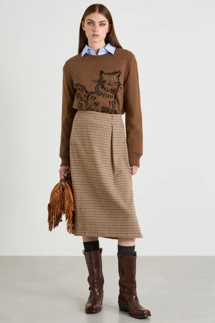 Jacquard jersey skirt - BROWN
