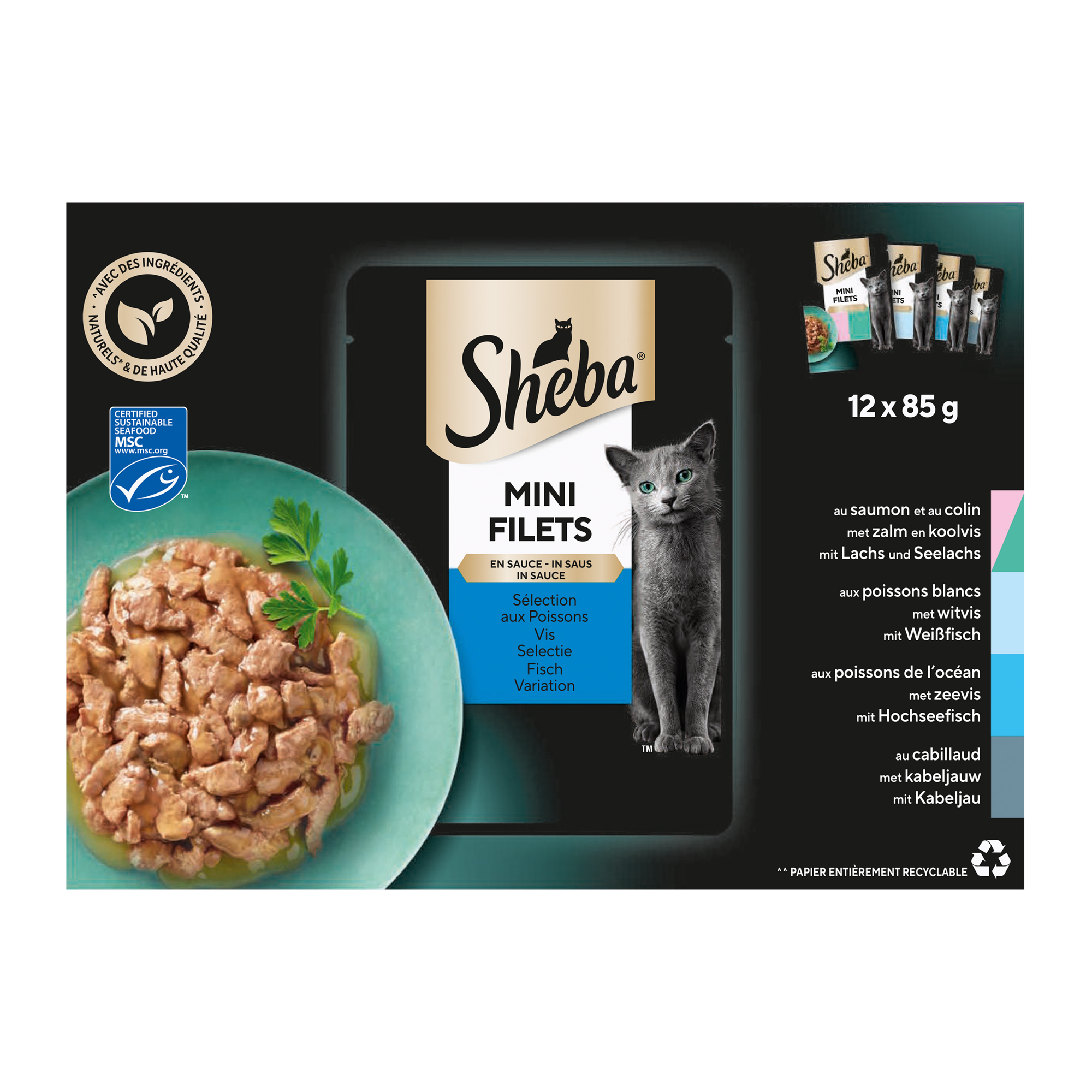 Sheba Fish Selection Mini Fillets in Sauce - 4 x 85g