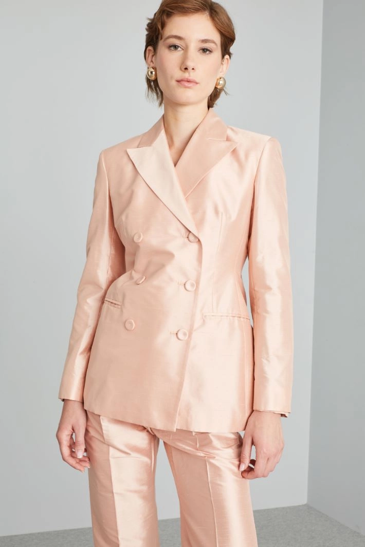 Silk shantung jacket - PASTEL PINK