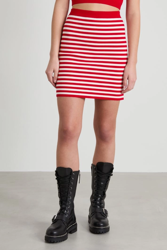 Jacquard mini skirt - RED WHITE