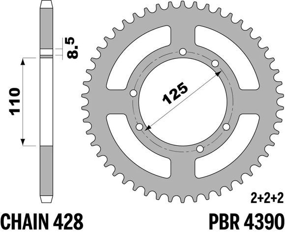 Standard steel PBR crown - 428 44 teethRef: Pbr01608A / 1125394003