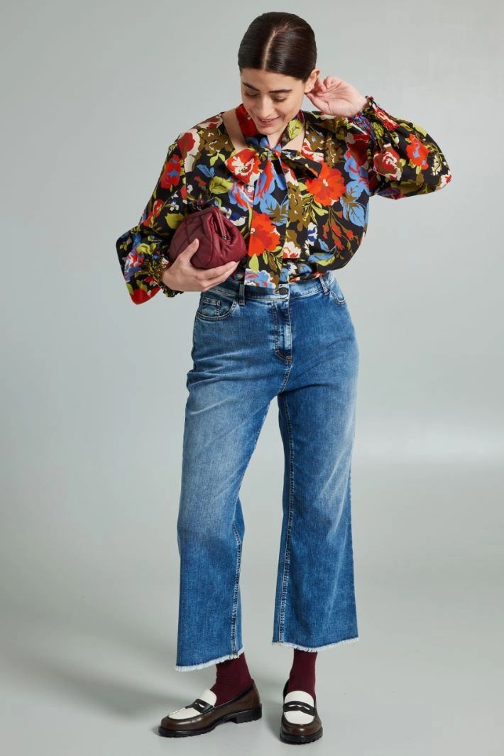 Flare stretch denim trousers - DENIM LIGHT BLUE