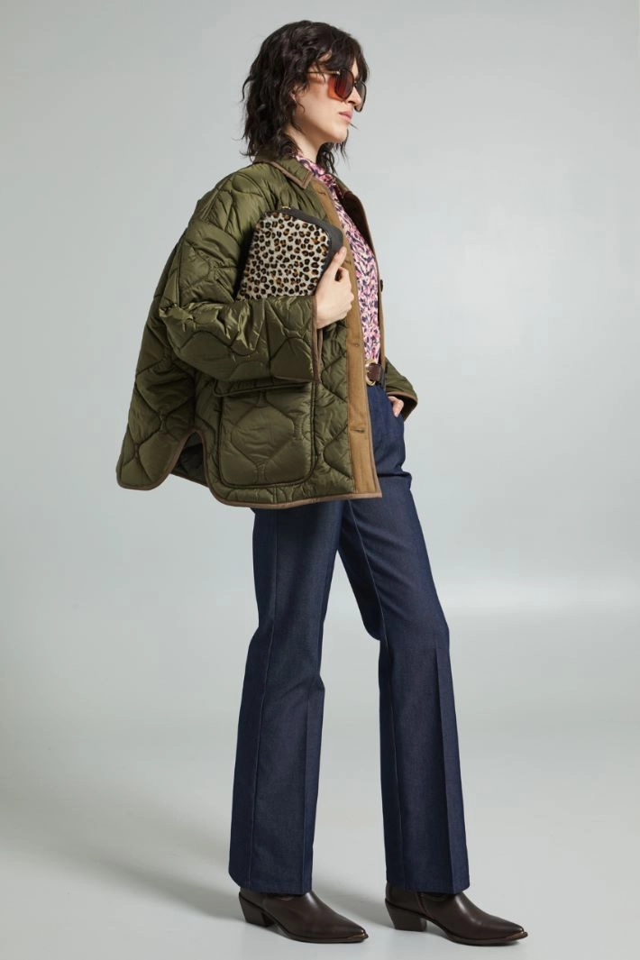 Padded jacket with side slits - KHAKI GREEN