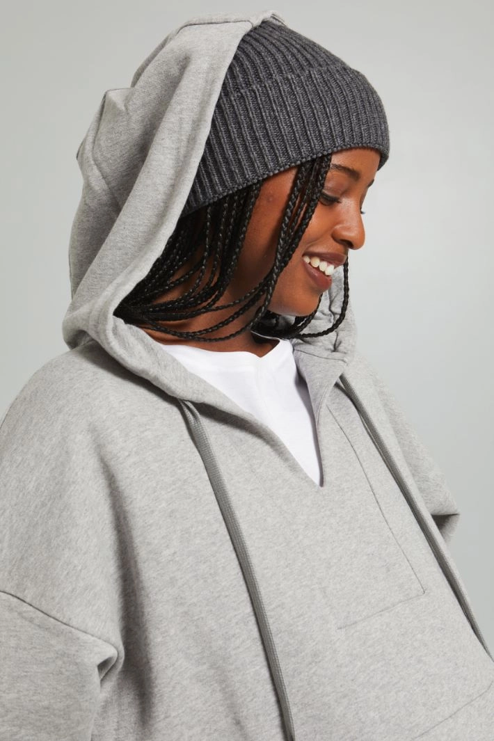 Turn-up beanie hat - MEDIUM GREY