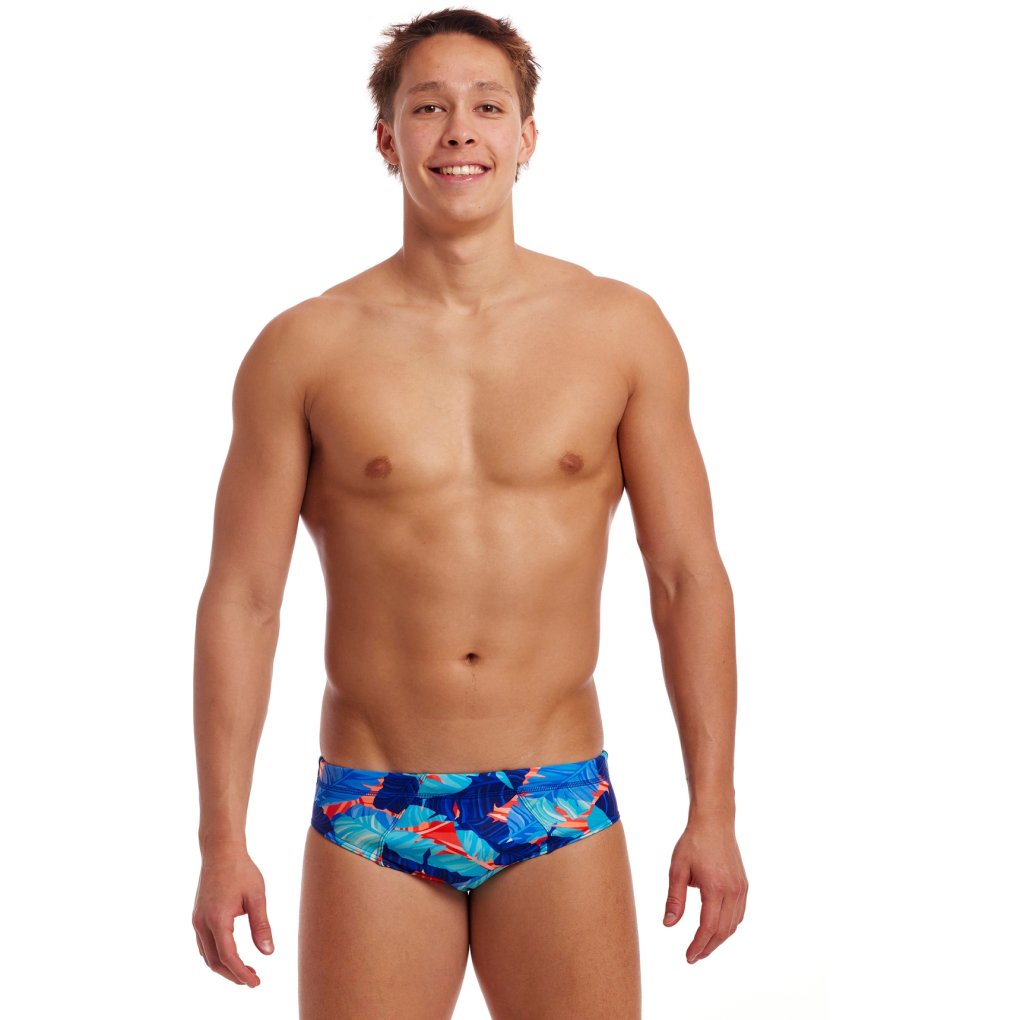 Funky Trunks Seamed Eco Swim Briefs Men - Lotsa Leaves