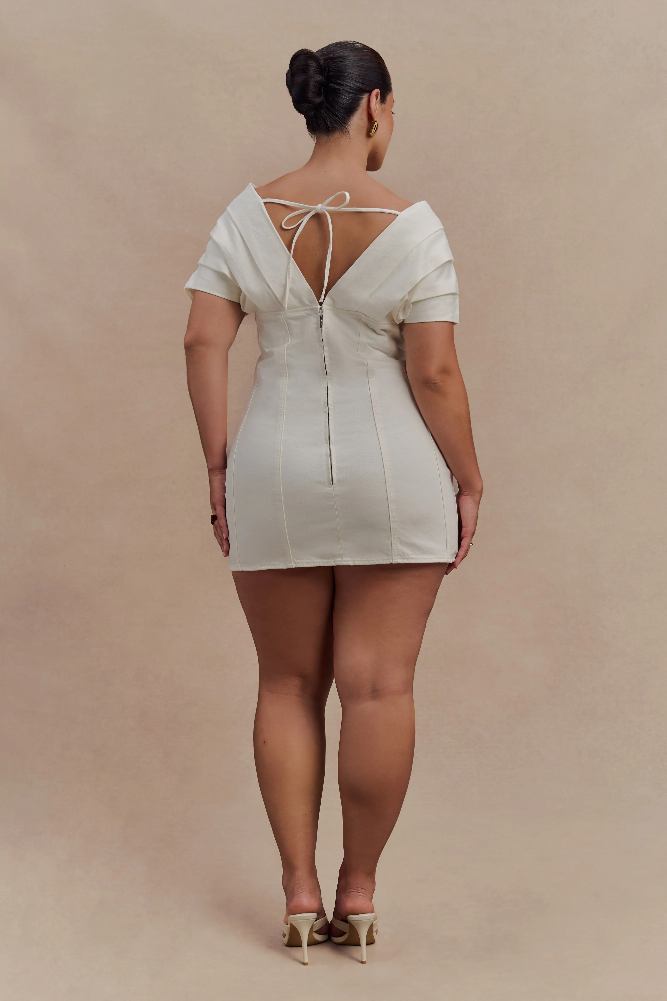 Pascale Off Shoulder Denim Mini Dress - White