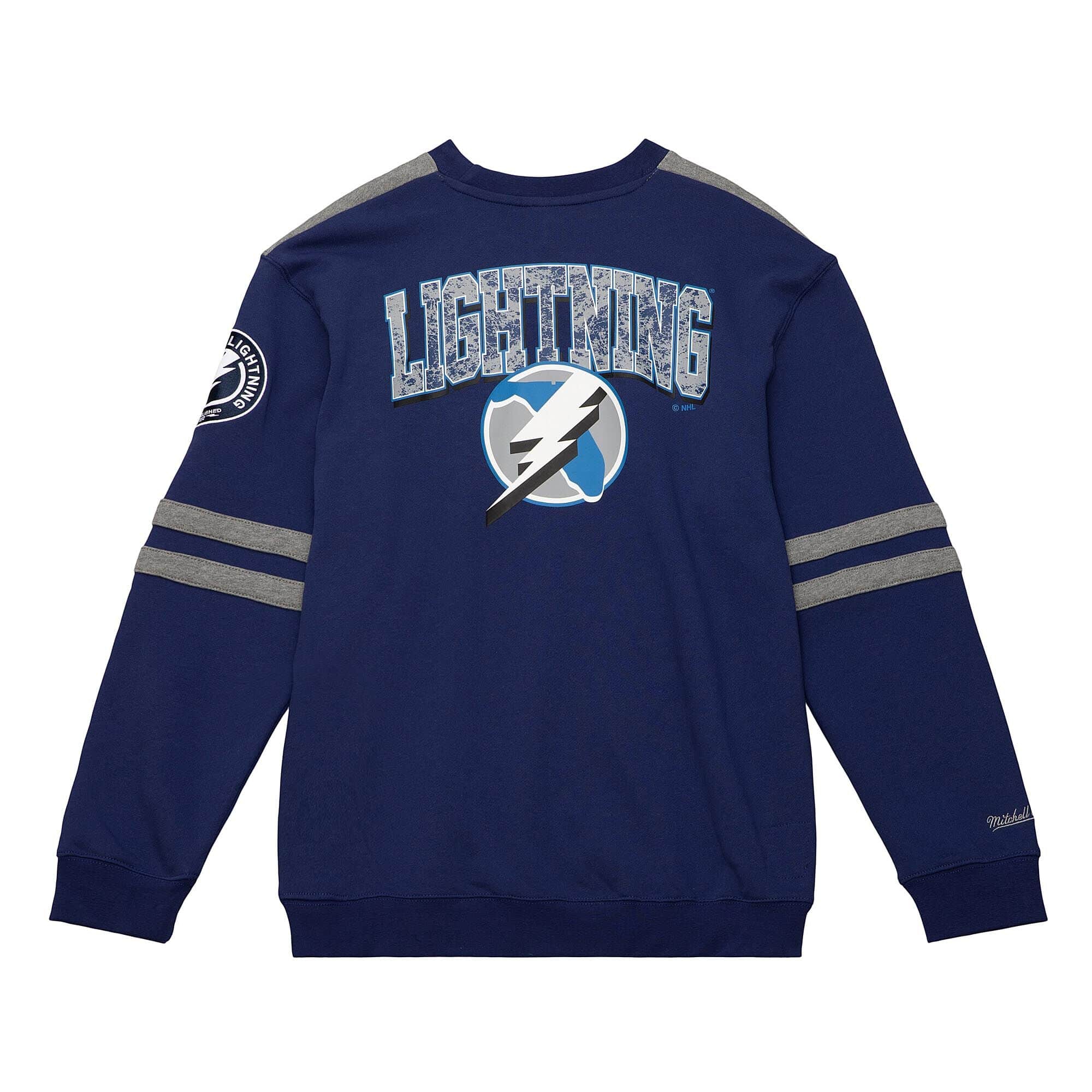 Tampa Bay Lightning All Over Mitchell & Ness NHL Crew Fleece Pullover