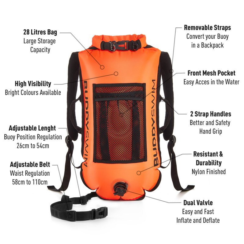 Buddyswim Dry Bag Buoy Backpack 28lt - orange