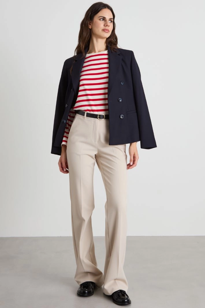 Striped crew neck T-shirt - RED CREAM