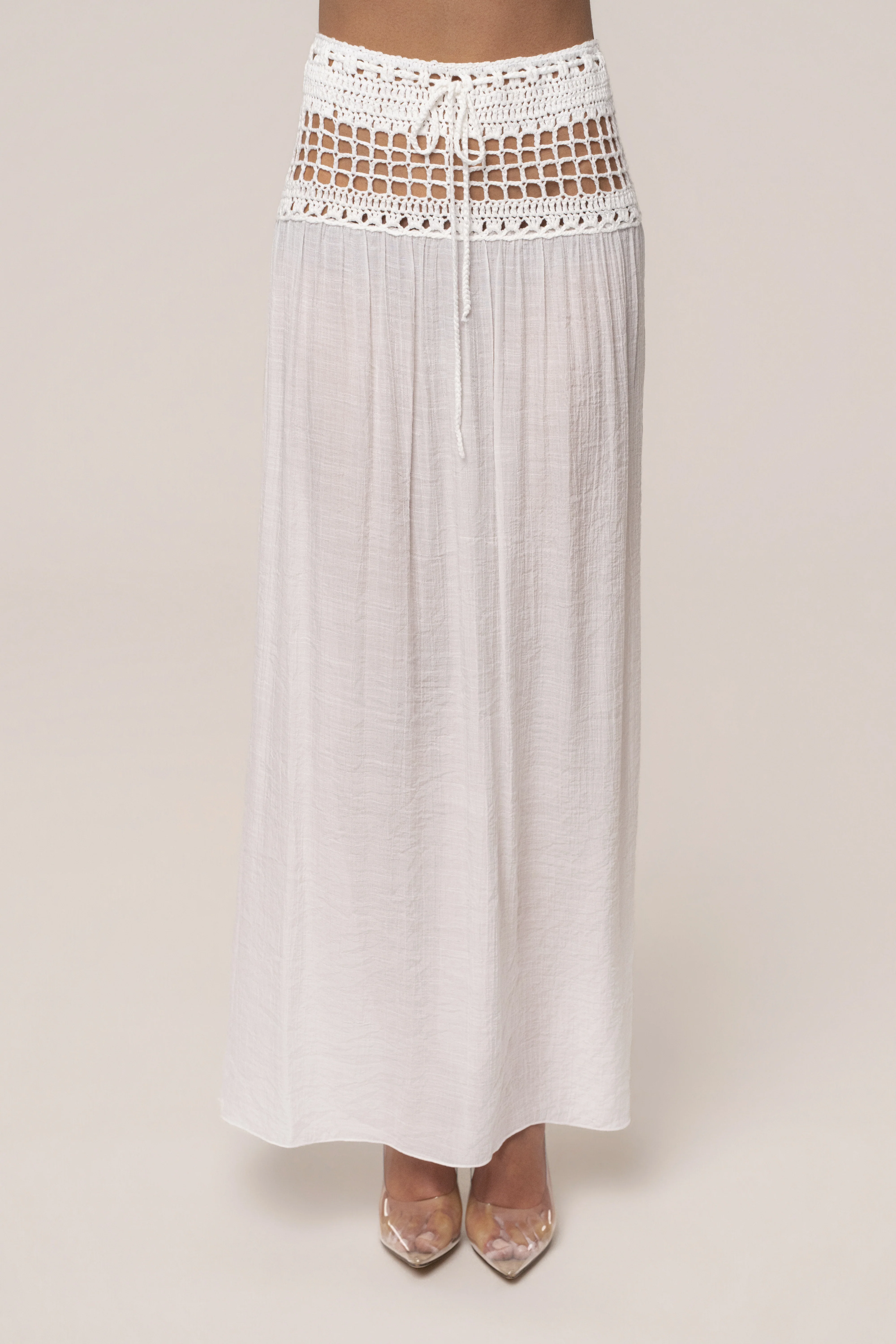 Ivory Resort Crochet Maxi Skirt