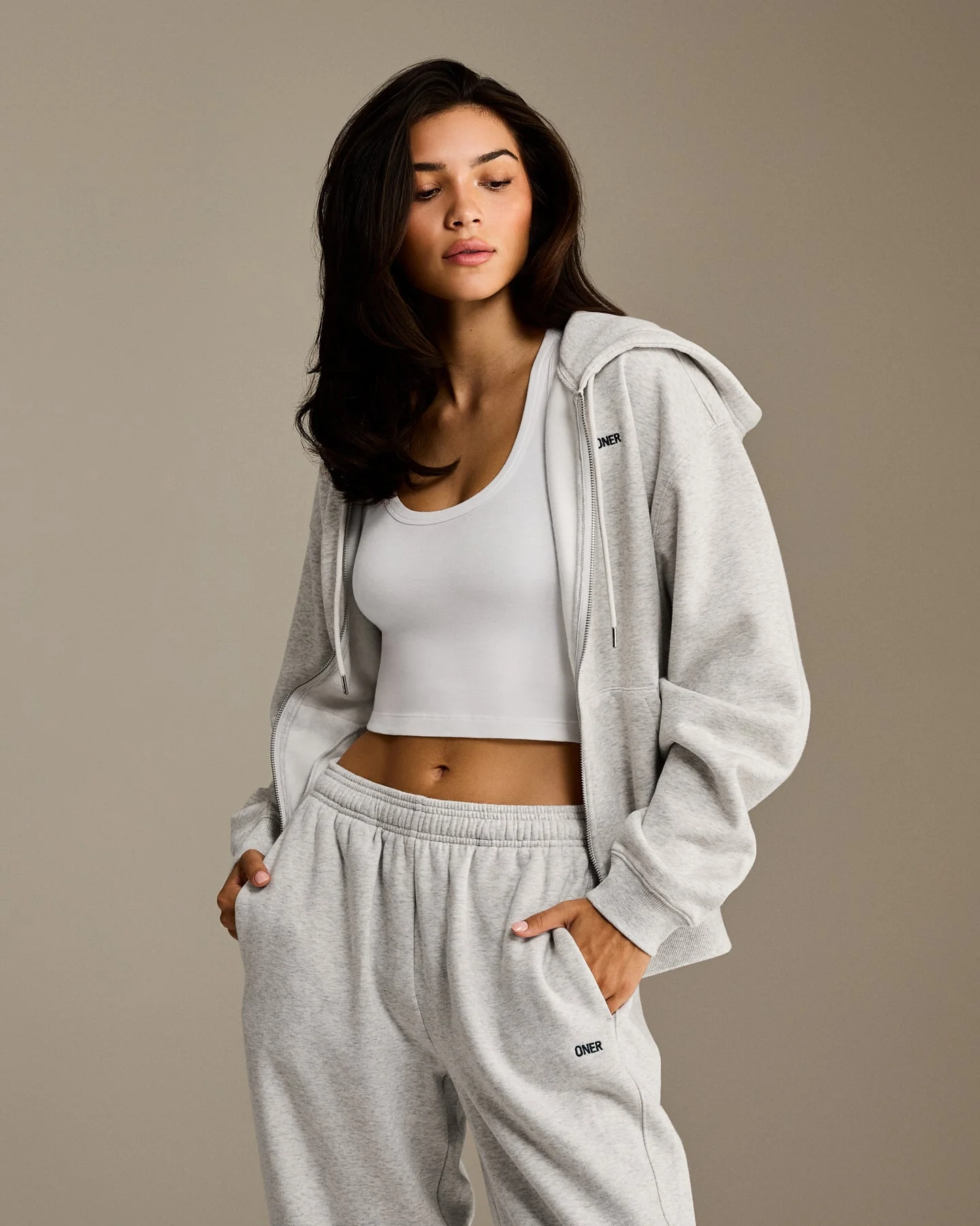 Foundations Oversized Straight Leg Joggers | Light Grey Marl
