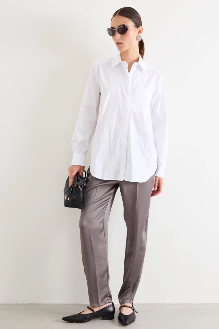 Loose poplin shirt - WHITE